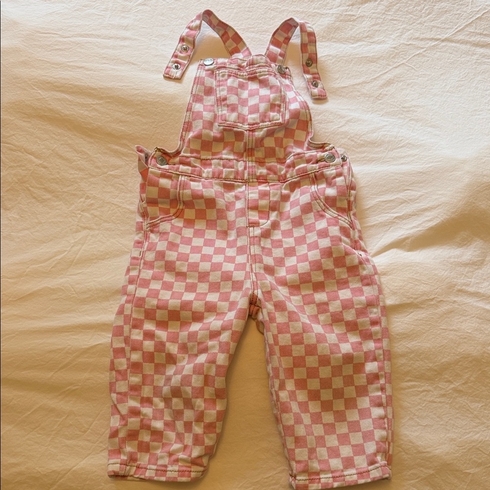 Zara Pink Checkered 2T Overalls